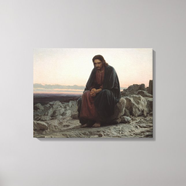Christ in the Wilderness (by Ivan Kramskoi) Canvas Print (Front)