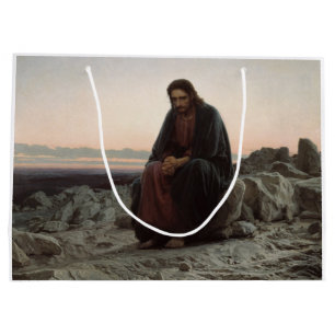 Christ in the Wilderness (by Ivan Kramskoi) Large Gift Bag