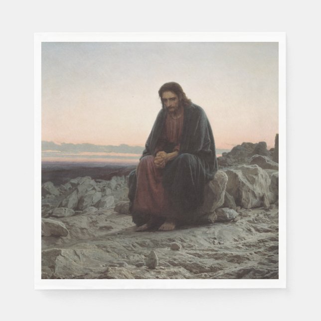 Christ in the Wilderness (by Ivan Kramskoi) Napkin (Front)