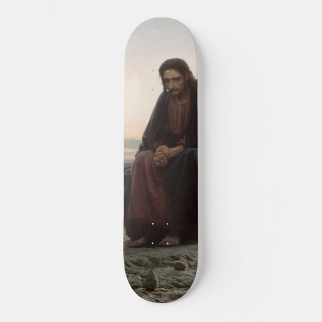 Christ in the Wilderness (by Ivan Kramskoi) Skateboard (Front)
