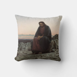 Christ in the Wilderness (by Ivan Kramskoi) Throw Pillow