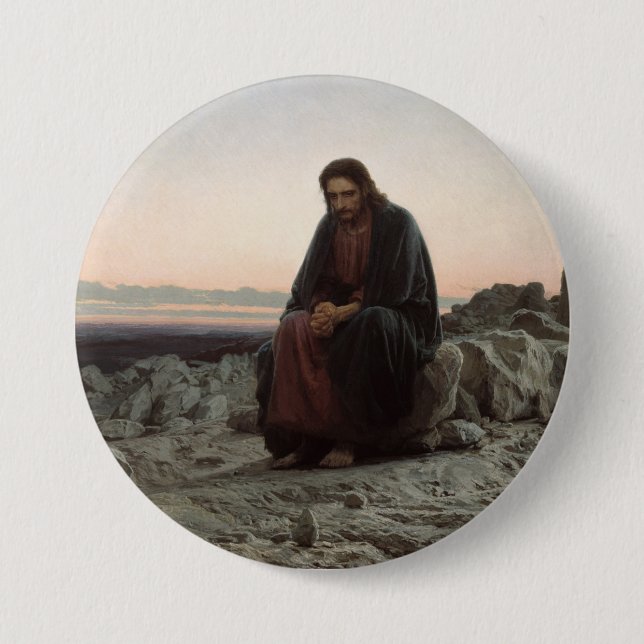 Christ in the Wilderness (by Ivan Kramskoy) 3 Inch Round Button (Front)