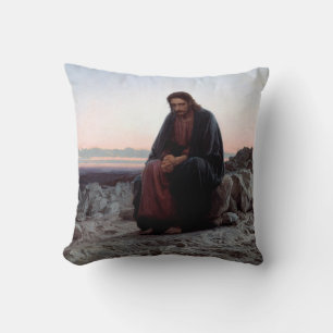 Christ in the Wilderness, Ivan Kramskoi Throw Pillow