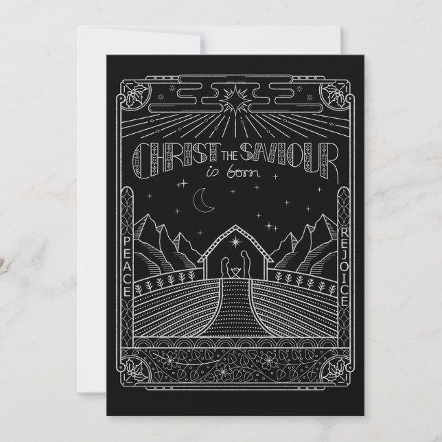 Christ is Born Christmas Holiday Festive Invitation (Front)