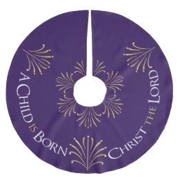 Christ is Born Christmas | Purple | Brushed Polyester Tree Skirt