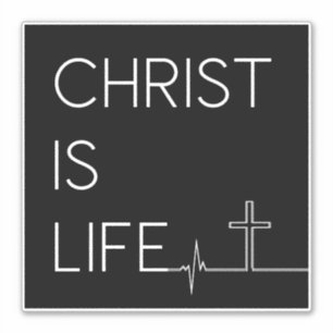Christ Is Life Heartbeat Line and Cross