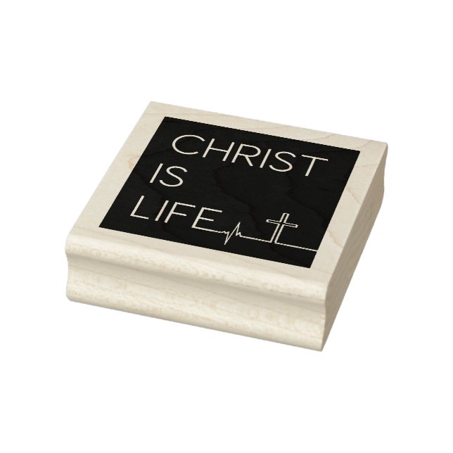 Christ Is Life Heartbeat Line and Cross Rubber Stamp (Stamp)