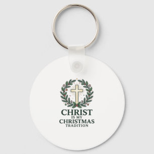 Christ Is My Christmas Tradition Vintage Cross Des Keychain