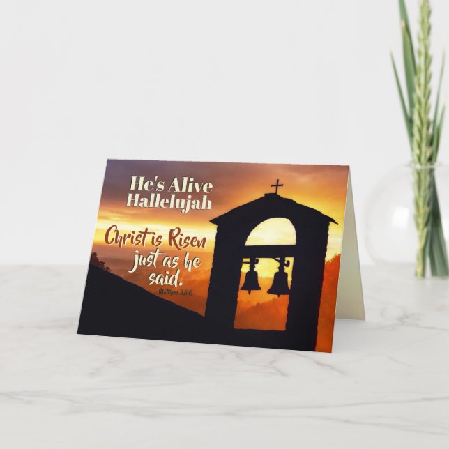 Christ is Risen Matthew 28:5-6 Easter Bible Verse Holiday Card (Front)