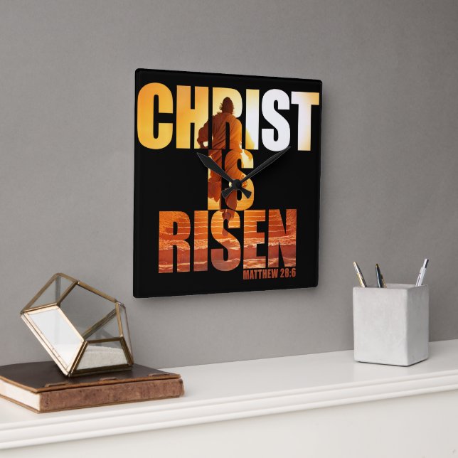 Christ Is Risen - Resurrection of Jesus Easter   Square Wall Clock (Office)