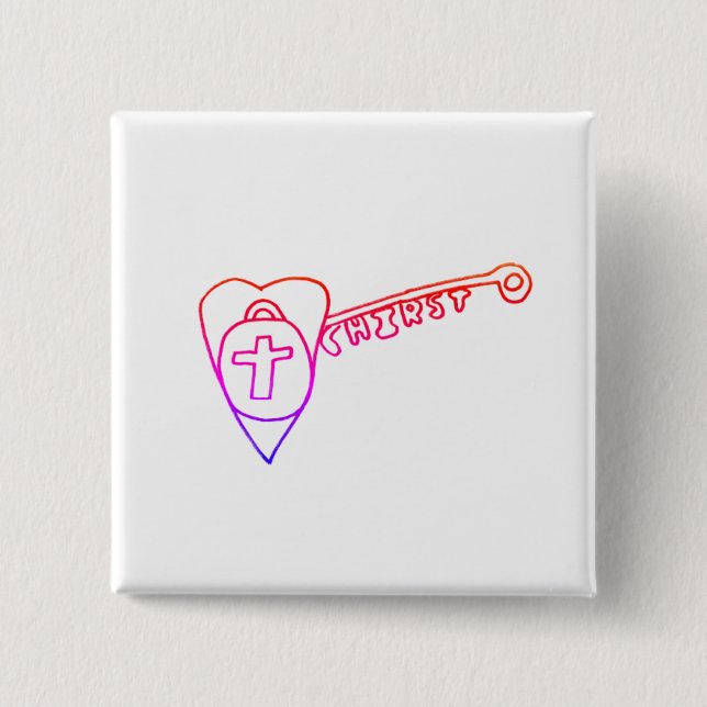 Christ is the Key Square Badge 2 Inch Square Button (Front)