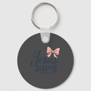 Christ Jesus Saves Bow Christian Girl Toddler God Keychain