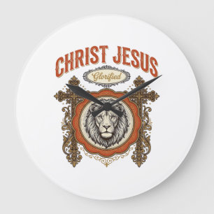 Christ Jesus Vintage Lion Faith Large Clock