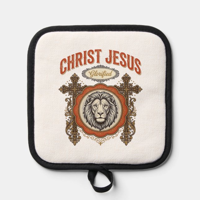 Christ Jesus Vintage Lion Faith Pot Holder (Front)