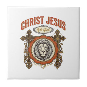 Christ Jesus Vintage Lion Faith Tile