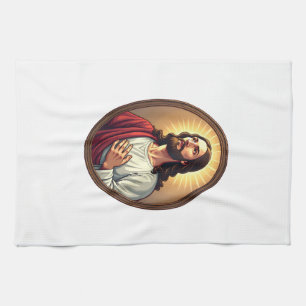 Christ Light Crest Vintage Engraving White Tee 2 Kitchen Towel