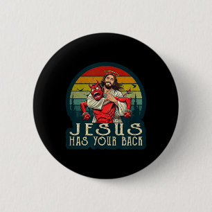 Christ-Like Figure Protecting From Adversary 2 Inch Round Button
