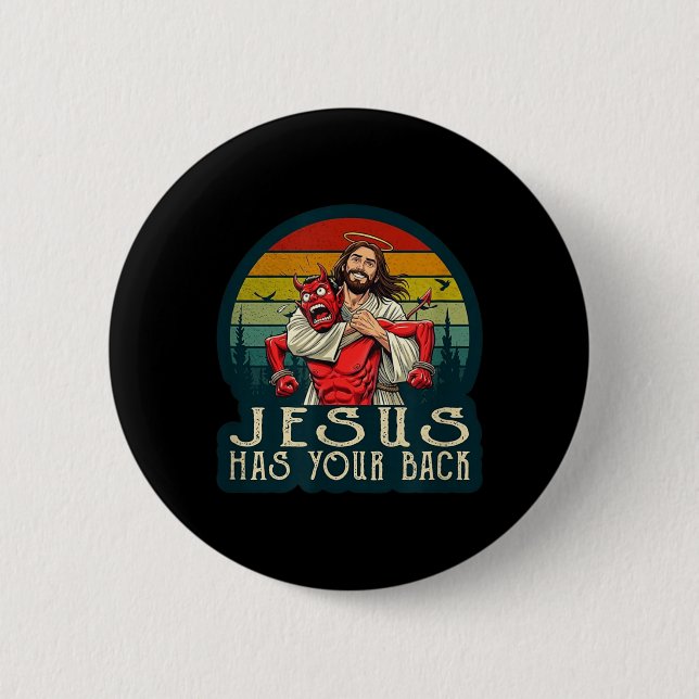 Christ-Like Figure Protecting From Adversary 2 Inch Round Button (Front)