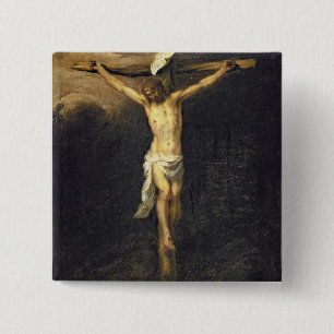 Christ on the Cross, 1672 2 Inch Square Button