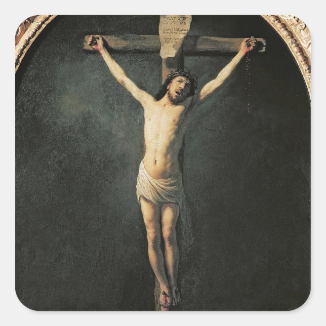 Christ on the Cross Square Sticker (Front)