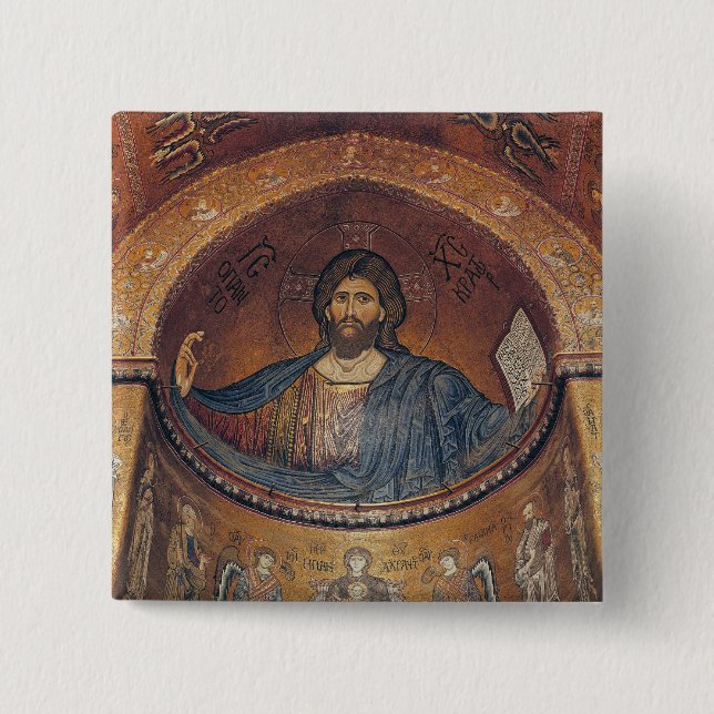 Christ Pantocrator and the Madonna 2 Inch Square Button (Front)
