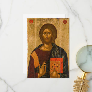 Christ Pantocrator by Byzantine Icon Thank You Card