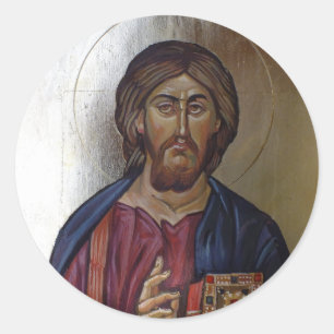 Christ Pantocrator - Byzantine Style Icon Classic Round Sticker