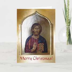 Christ Pantocrator - Byzantine Style Icon Holiday Card