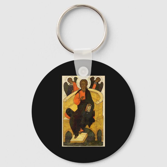 Christ Pantocrator Jesus Enthroned Savior Christia Keychain (Front)