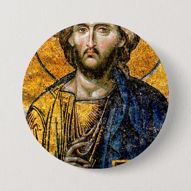 Christ Pantocrator Mosaic 3 Inch Round Button (Front)