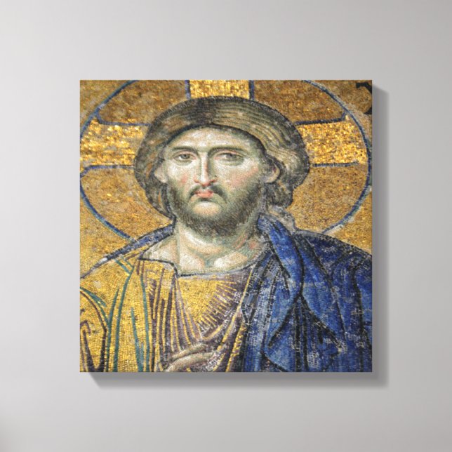 Christ Pantocrator Mosaic Iconic Religious Roman A Canvas Print (Front)
