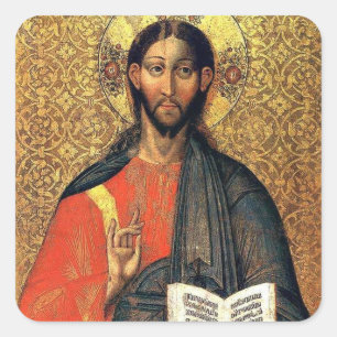 Christ Pantocrator Orthodox Icon 16th Century  Square Sticker