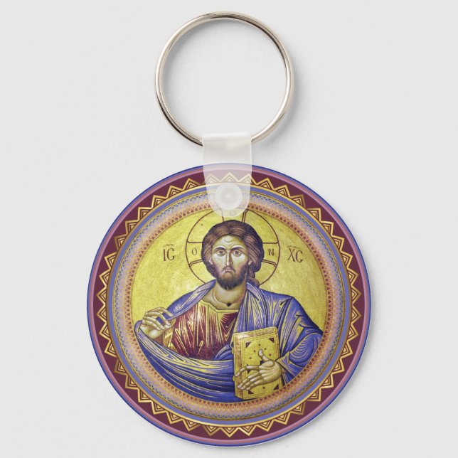 Christ Pantocrator Orthodox Icon Keychain (Front)