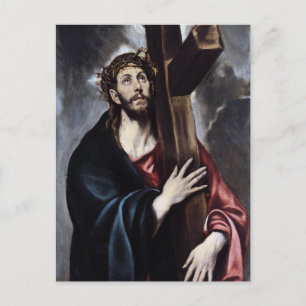 Christ porte la croix par la carte postale d'El Gr