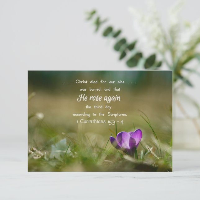 Christ Rose Again Crocus Card (Standing Front)