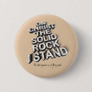 Christ solid rock christian bible quote typography 2 inch round button