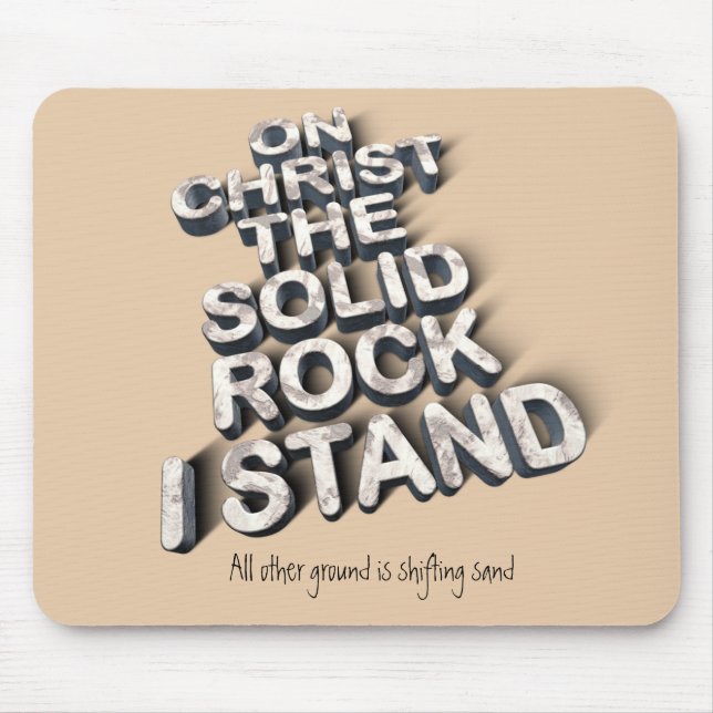 Christ solid rock christian bible quote typography mouse pad (Front)