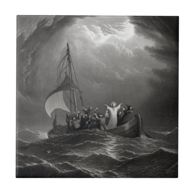 ''Christ Stills the Tempest'' ceramic tile (Front)