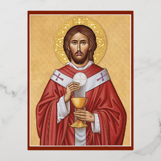 Christ the High Priest Foil Holiday Postcard