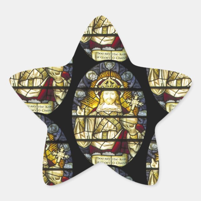 Christ the King Stained Glass  Religious Star Sticker (Front)