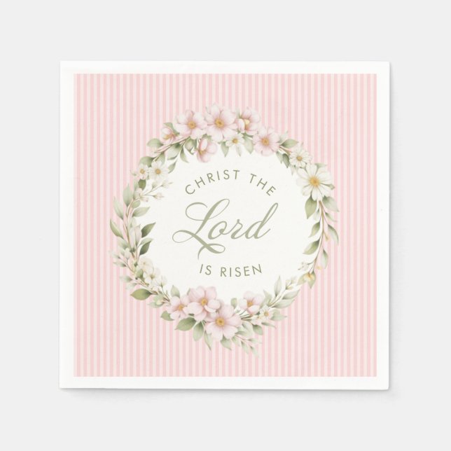 Christ the Lord is Risen | Spring Flowers Napkin (Front)