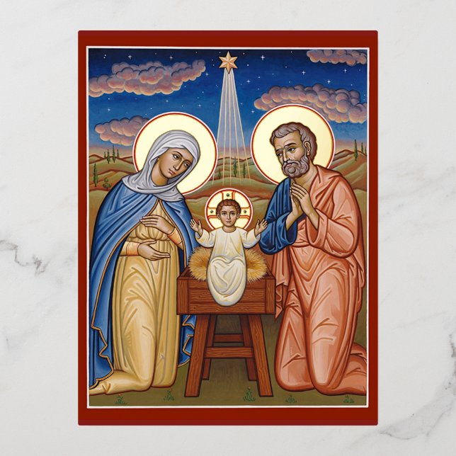 Christ the New Dawn Foil Holiday Postcard (Front)