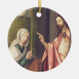 Christ the Redeemer blessing a woman (panel) Ceramic Ornament
