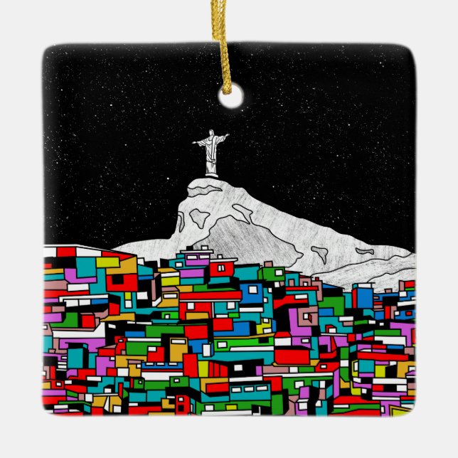 Christ the Redeemer Favela Ceramic Ornament (Front)