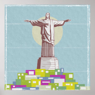 Christ the Redeemer Travel poster Favela 