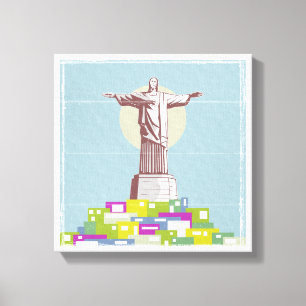Christ the Redeemer Travel poster Favela  Canvas Print