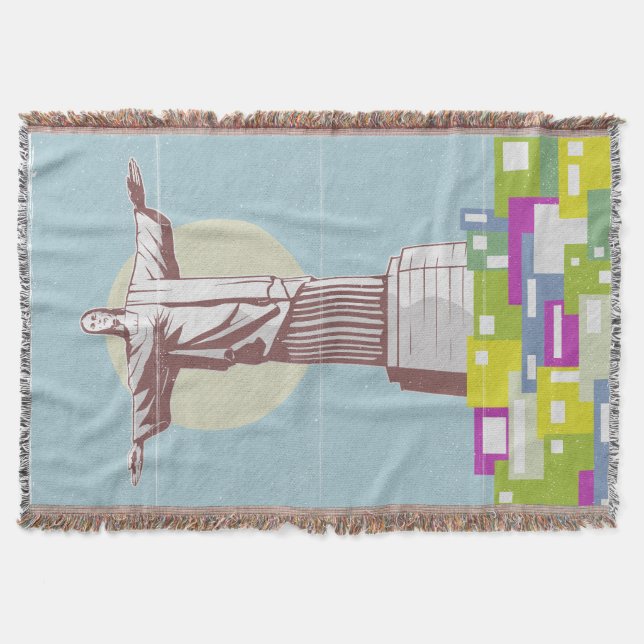Christ the Redeemer Travel poster Favela  Throw Blanket (Front)