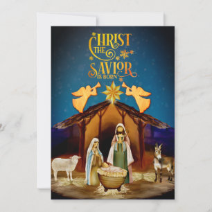 "Christ The Savior Is Born" Nativity Christmas Holiday Card