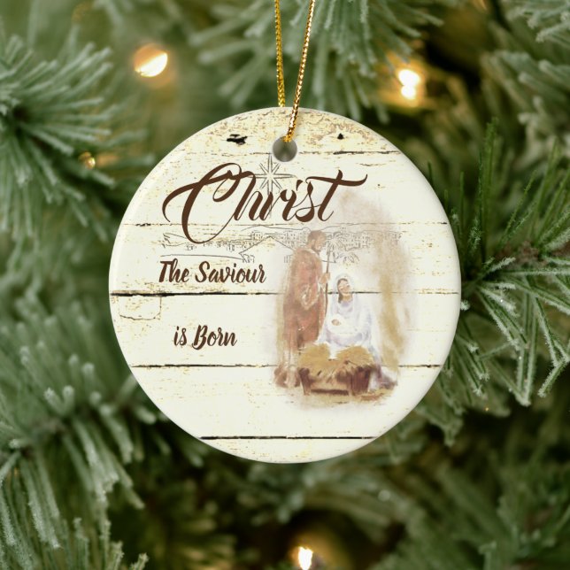 Christ the Saviour is born Ceramic Ornament (Tree)
