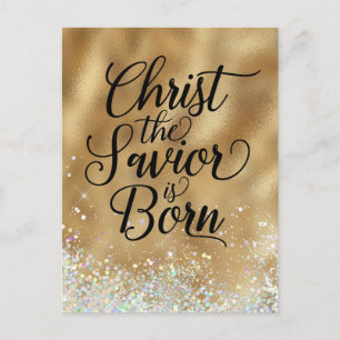 Christ the Saviour is born Christian Christmas Postcard